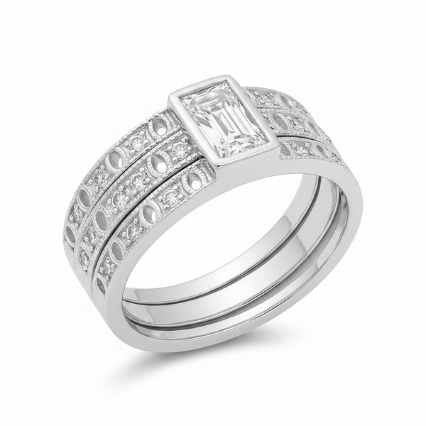 Cubic Zirconia Stacking .925 Sterling Silver Ring | 6mm
