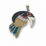 Parrot coloured silver pendant