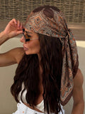 Paisley Print Square Scarf, 90CM Large Satin Silk-Feel Headscarf