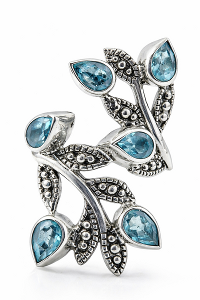 Blue Topaz Sterling Silver Wrap Ring