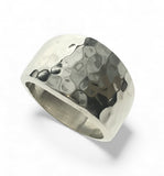 Hammered 13mm Sloped Sterling Silver Ring