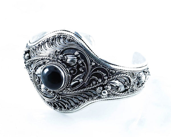 Onyx Sterling Silver Cuff