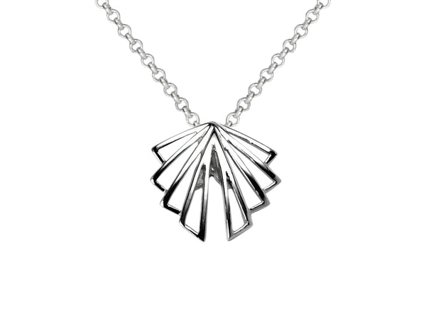 A Sterling Silver Art Deco Openwork Fan Necklace