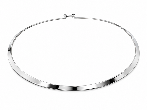 Collar Flat Round 4mm Latched Sterling Silver