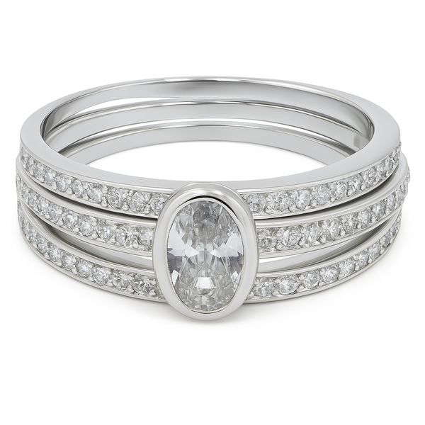 Cubic Zirconia Stacking .925 Sterling Silver Ring