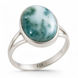 Oval Tree Agate .925 Silver Ring