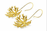 Gold 18K Plated Crackled Leaf Sterling Silver Earring