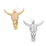 Gold Filled 18K Bullock Skull Pendant (A10)