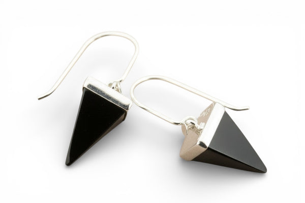 Onyx Pyramid Stone Sterling Silver Earring