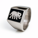 Signet Sterling Silver Ring With Elephant Motif