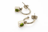 Peridot Cube Hoop Earrings 29mm – Sterling Silver Indonesian Craftsmanship