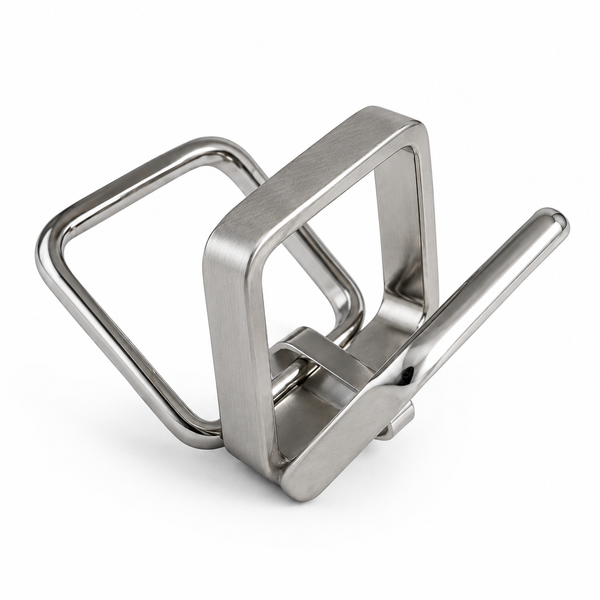 Hinged 3 Tier matt center square ring. Genuine Silver