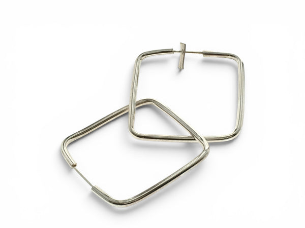 Hoop Square Sterling Silver Earrings
