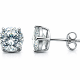 Cubic Zirconia 8mm Sterling Silver Stud Earrings - Brilliant Cut CZ