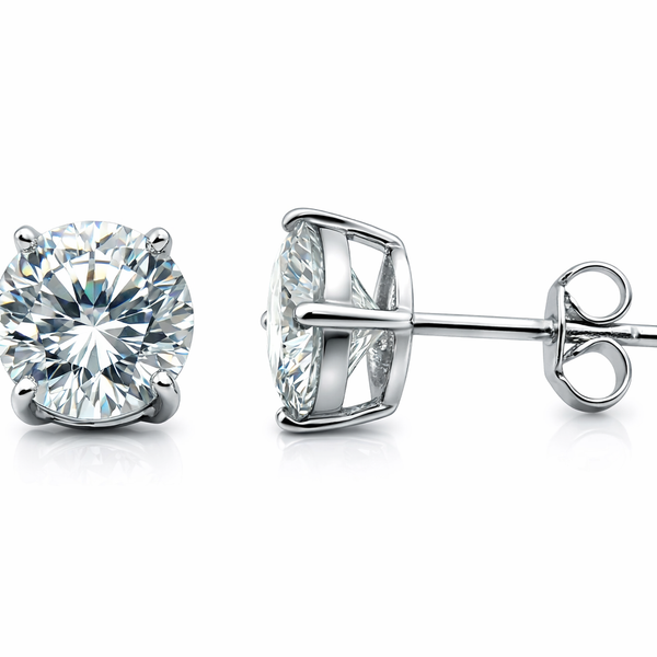Cubic Zirconia 8mm Sterling Silver Stud Earrings - Brilliant Cut CZ
