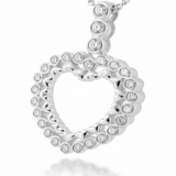 Heart Sterling Silver CZ Pendant - Cubic Zirconia Studded Heart Pendant