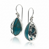 Turquoise Half  Sterling Silver Lattice Earring