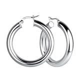 Hoop 5/35mm Sterling Silver French Lock Hoop Earrings - 17553