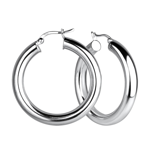 Hoop 5/35mm Sterling Silver French Lock Hoop Earrings - 17553