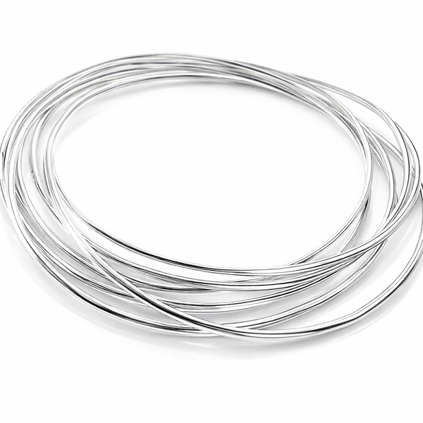 Seven Ring Russian Wedder Sterling Silver Bangle