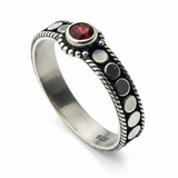 Garnet Sterling Silver Studded Ring