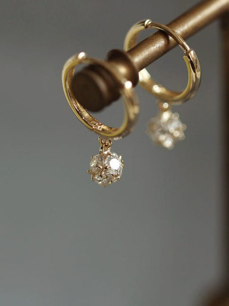 GP 925 Sterling Silver Cubic Zirconia Ball Dainty Stud Earring