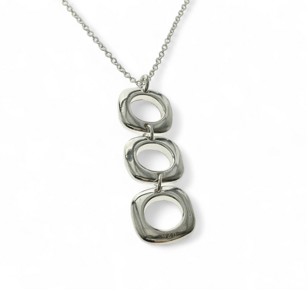 Necklace Sterling Silver Plated Cube Drop