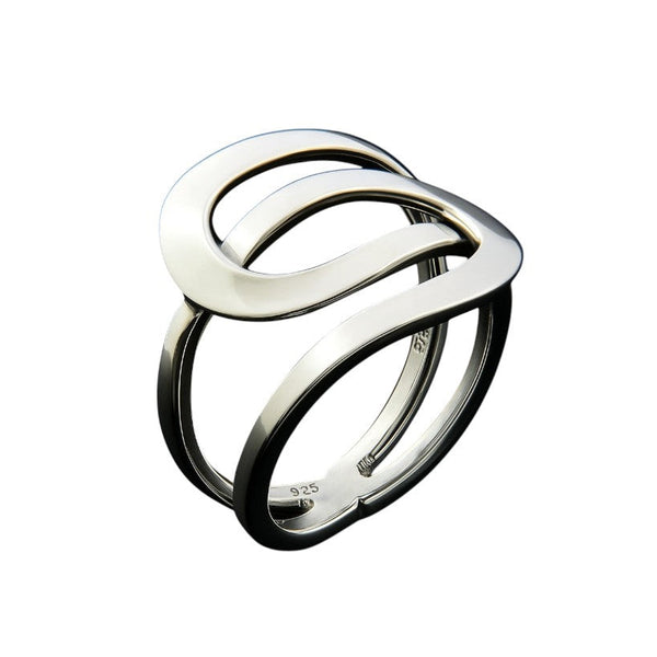 Wired Double Loop Sterling Silver Ring