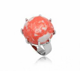 Coral Imitation sterling silver ring