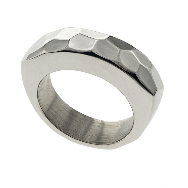 Hammered Bridge Sterling Silver Band