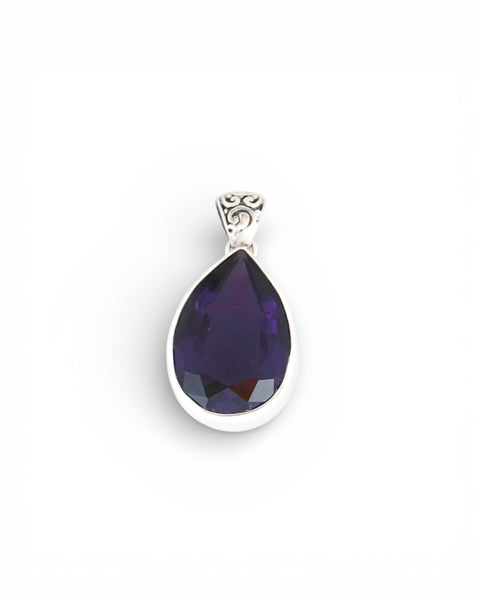 Amethyst Teardrop Sterling Silver Pendant