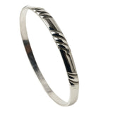 Grooved 4mm Sterling Silver Bangle