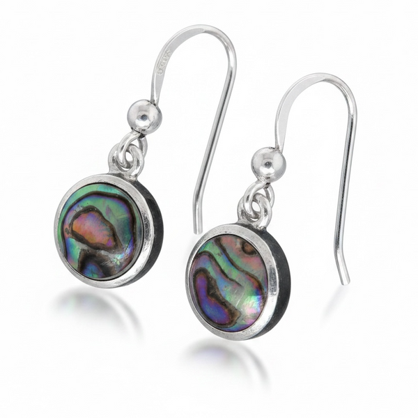 Paua Drop 9mm Round .925 Sterling Silver Earring