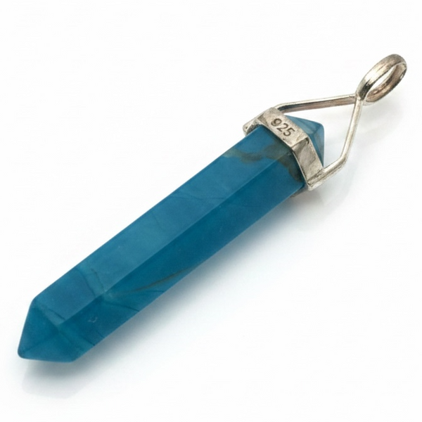 Crystal Blue Howlite Double Terminated Sterling Silver Pendant