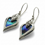Paua Heart Framed Sterling Silver Earrings
