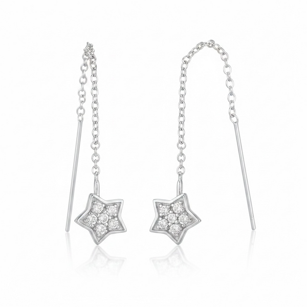 Star Cubic Zirconia Sterling Silver Earrings