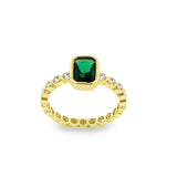 Gold Filled 18k Rectangular CZ Stone Ring Band (D130)