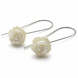 Rose White Shell Drop Earrings | 925 Sterling Silver