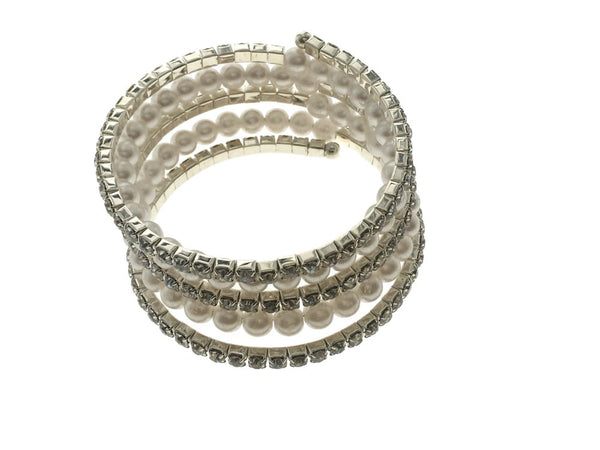 Stretchable Pearl and Cubic Zirconia Bracelet