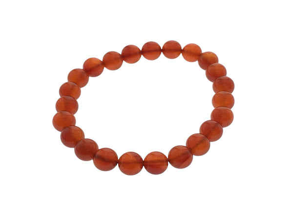 Crystal Carnelian Quartz Round Bead Bracelet