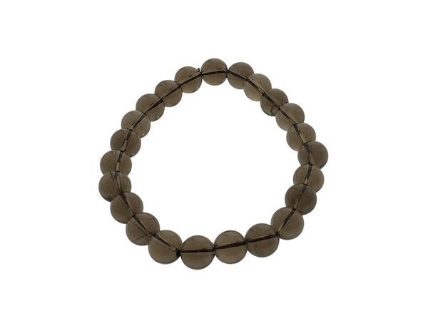 Crystal Smokey Topaz Round Bead Bracelet