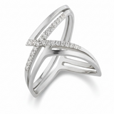 Cross Cubic Zirconia Midi Sterling Silver Ring