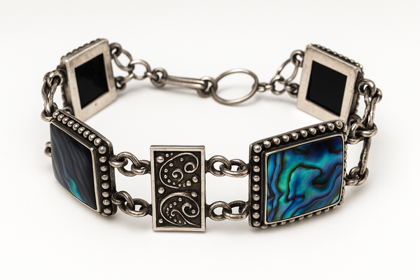 Paua Boxed Filagree .925 Sterling Silver Bracelet