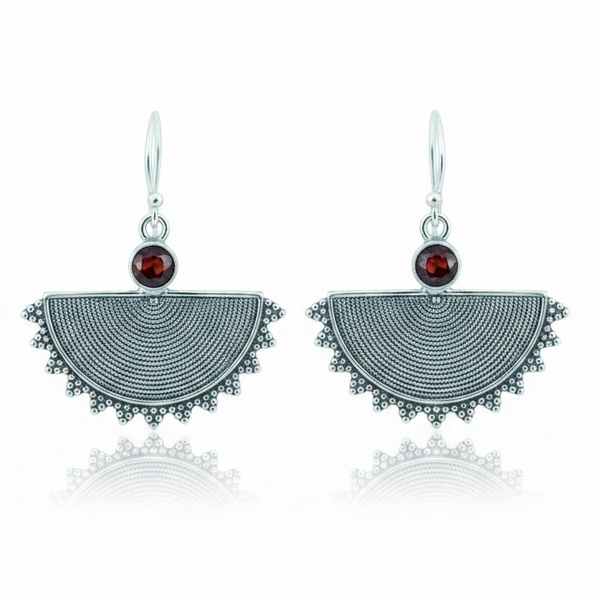 Garnet Sterling Silver Earrings
