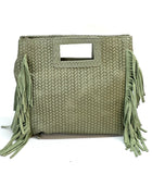 Italian Woven Suede Fringe Crossbody