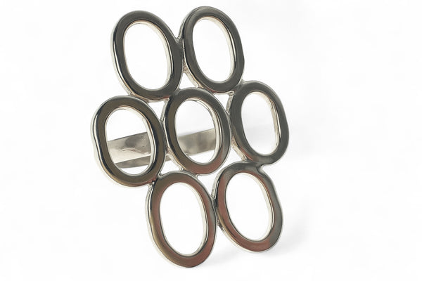 Circled Flat Top Sterling Silver Ring