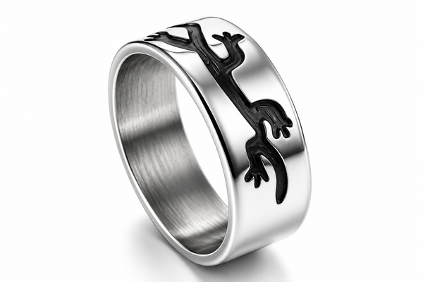 Oxidised Lizard 7mm Sterling Silver Band