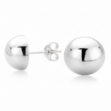 Ball Stud Half 10mm Sterling Silver Earrings - .925 Silver Dome Studs
