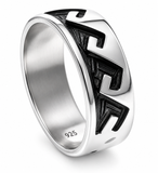 Oxidised Wave 7mm Sterling Silver Band