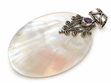 Mother of Pearl & Amethyst Filigree Sterling Silver Pendant